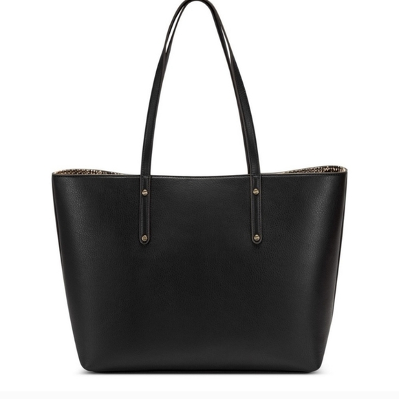 🏷️INC 2PC Zoiey Large Black Tote Plus Bonus Leopard Shoulder Bag - Picture 5 of 13